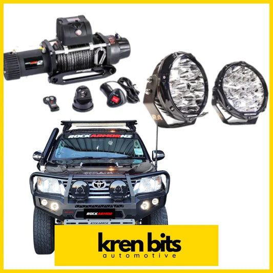 Rockarmor Gt Hoop Steel Bullbar Combo - Toyota Hilux N70 2012-15 Winch Bar Combo