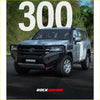 Silver toyota land cruiser 300 with black steel rockarmor gt hoop bullbar perfect for 4wd offroad ute adventures