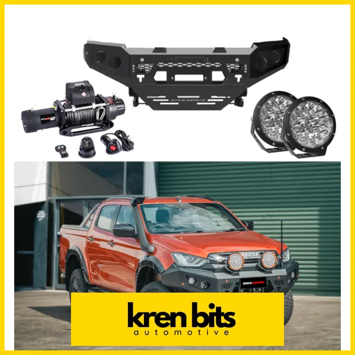 Rockarmor Gt Hoopless Bullbar Frontal Combo Pack - Isuzu Dmax 08/2020-2024 Winch Bar Combo