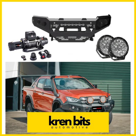 Rockarmor Gt Hoopless Bullbar Frontal Combo Pack - Isuzu Dmax 08/2020-2024 Winch Bar Combo
