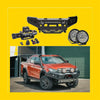 Black rugged rockarmor gt hoopless bullbar front bumper with integrated mounts and matte finish for isuzu dmax off-road use