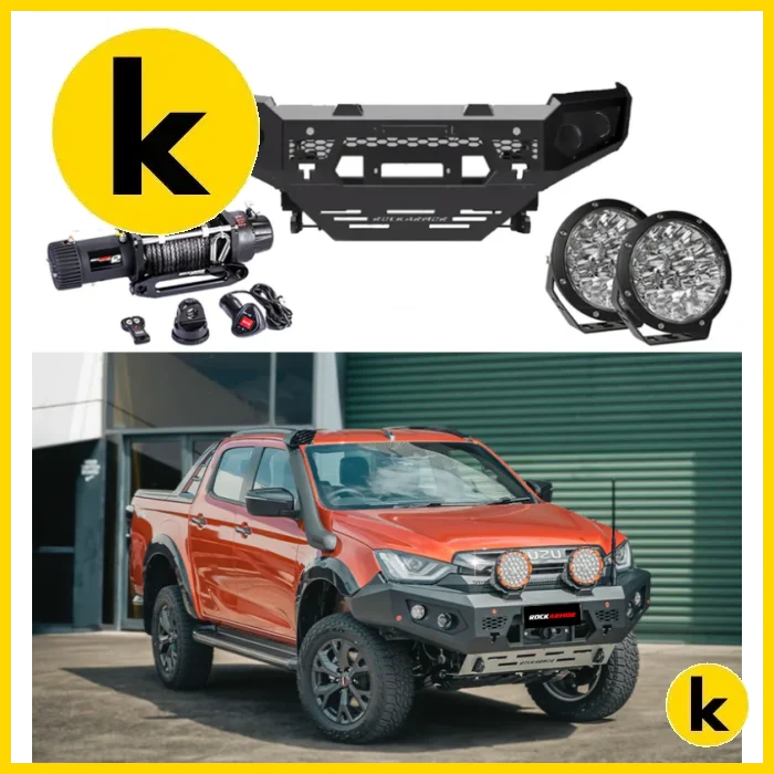 Rockarmor Gt Hoopless Bullbar Frontal Combo Pack - Isuzu Dmax 08/2020-2024 Winch Bar Combo