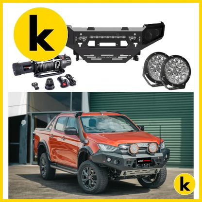Rockarmor Gt Hoopless Bullbar Frontal Combo Pack - Isuzu Dmax 08/2020-2024 Winch Bar Combo