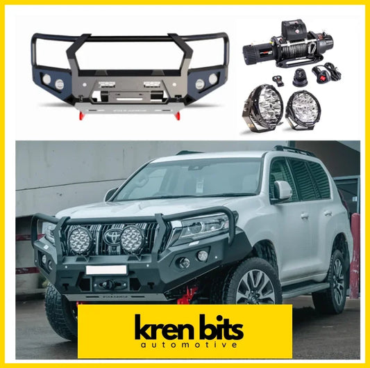 Rockarmor Gt Hoopless Bullbar Frontal Combo To Suit Toyota Prado 150 Series 2018 + Winch Bar Combo