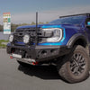 Blue ford ranger ute with rockarmor gt hoopless steel bullbar combo and rugged offroad 4wd tires