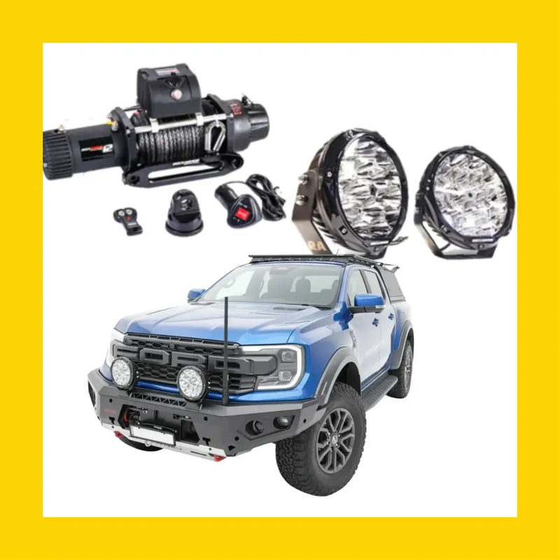 Rockarmor Gt Hoopless Steel Bullbar Combo Package - Ranger Raptor Next Gen 2023 to Current (Full Bar Replacement)