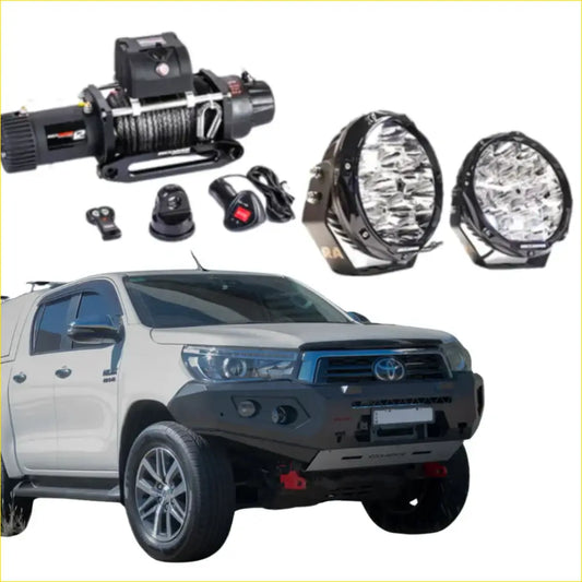Rockarmor Gt Hoopless Steel Bullbar Combo - Toyota Hilux N80 - Winch Bar
