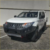 White mitsubishi triton ute with rockarmor gt hoopless steel bullbar featuring black bumper and chrome accents for offroad 4wd