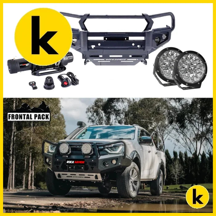 Rockarmor Gt Steel Hoop Bullbar Combo Pack - Isuzu Dmax 08/2020-2024 Winch Bar Combo