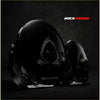 Black rockarmor motorcycle helmet with glossy finish and white logo, perfect for 4wd and offroad adventures