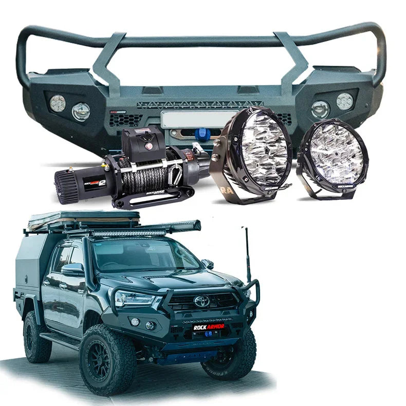 Rockarmor Gt Steel Hoop Bullbar Combo Pack - Toyota Hilux 2020-2025 - Winch Bar