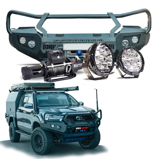 Rockarmor Gt Steel Hoop Bullbar Combo Pack - Toyota Hilux 2020-2025 - Winch Bar