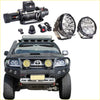 Black Toyota Tacoma with rugged steel Rockarmor GT bullbar combo pack for tough 4wd offroad ute adventures