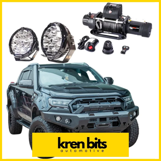 Rockarmor Gt Steel Hoopless Bullbar Combo Pack - Ford Ranger Px1 2 & 3 Winch Bar Combo