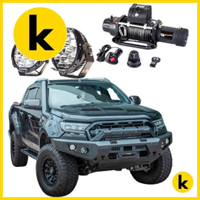 Rockarmor Gt Steel Hoopless Bullbar Combo Pack - Ford Ranger Px1 2 & 3 Winch Bar Combo