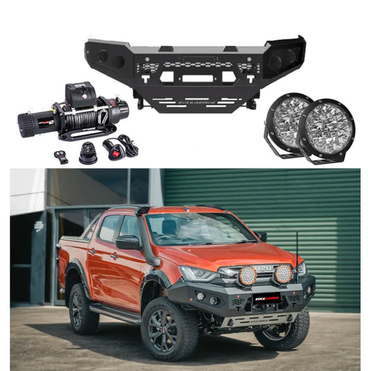 Rockarmor Gt Steel Hoopless Bullbar Combo Pack - Mazda Bt50 2020+ - Winch Bar