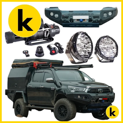 Rockarmor Gt Steel Hoopless Bullbar Combo Pack - Toyota Hilux 2020 + Winch Bar Combo