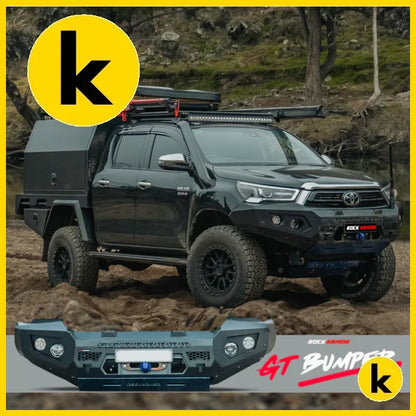 Rockarmor Gt Steel Hoopless Bullbar Combo Pack - Toyota Hilux 2020 + Winch Bar Combo