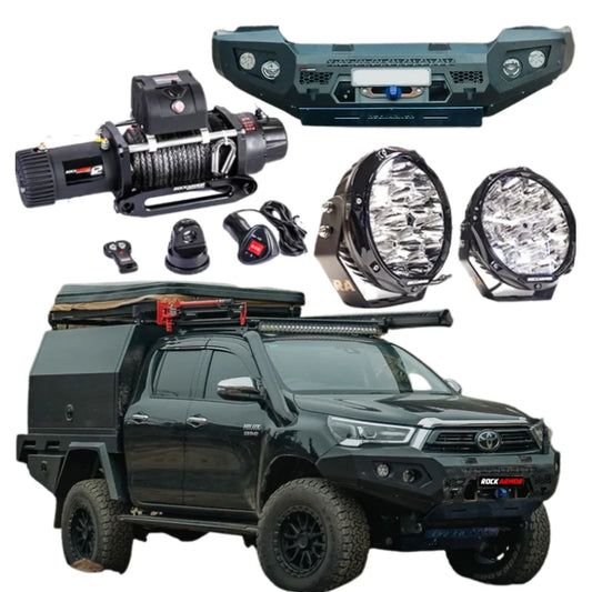 Rockarmor Gt Steel Hoopless Bullbar Combo Pack - Toyota Hilux - Winch Bar