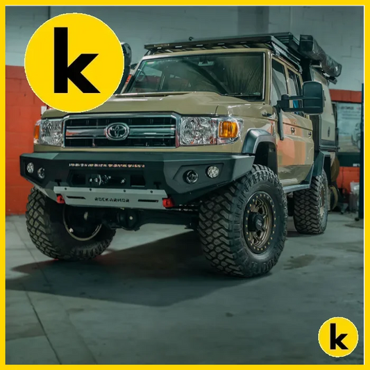Rockarmor Gt Steel Hoopless Bullbar - Toyota Landcruiser 76,78,79 2007-2023 (Full Bar Replacement) Winch Bar