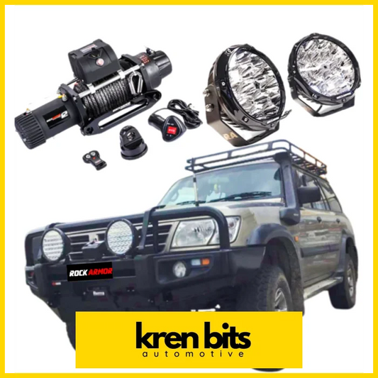 Rockarmor Premium Bullbar Frontal Combo To Suit Nissan Patrol Gu1 97- 09/2004 (Full Bar Replacement) Winch Bar Combo