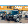 Black toyota land cruiser prado with rockarmor premium bullbar front bumper and roof rack for rugged protection