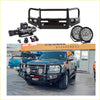 Black rock armor premium bullbar front bumper with integrated round led lights and winch mount for landcruiser 200