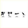 Black silhouette icons showing airbag and winch compatibility 63mm steel tube and roo proof features for rockarmor premium bullbar Toyota Prado 150 2010-2013