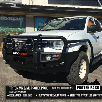 Rockarmor Premium Steel Bullbar To Suit Mitsubishi Triton Challanger - Winch Bar