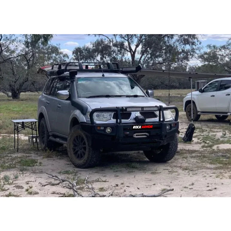 Silver SUV with steel bullbar and fog lights designed for Mitsubishi Triton Challenger 2009-2015