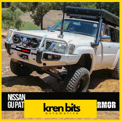 Rockarmor Premium Steel Bullbar To Suit Nissan Patrol Gu4 2005 To Current (Full Bar Replacement) Winch Bar
