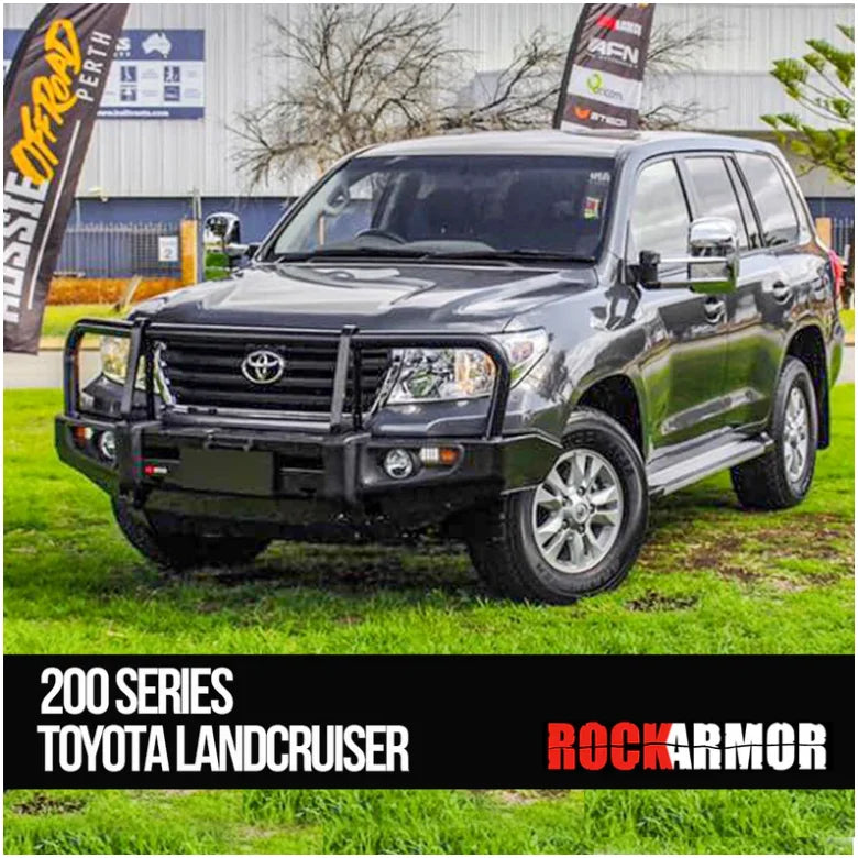 Gray Toyota Landcruiser with premium steel bull bar and fog lights for enhanced protection