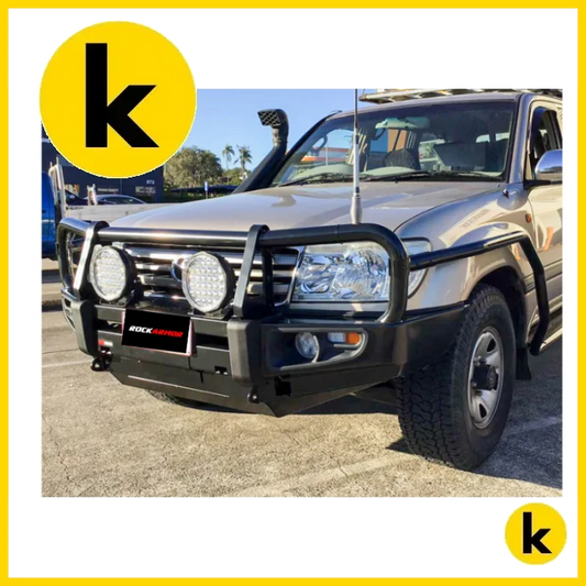 Rockarmor Premium Steel Bullbar To Suit Toyota Landcruiser Fj100 Ifs 1998-2007 (Full Bar Replacement) And Lexus Winch