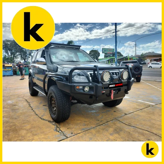 Rockarmor Premium Steel Bullbar To Suit Toyota Prado Fj120 03-09 (Full Bar Replacement Winch Bar