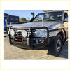 Black rockarmor premium steel bullbar with led lights for toyota landcruiser fj100 and lexus 4wd ute offroad use