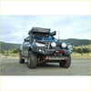 Black rock armor front bumper for isuzu dmax 2020-2024 with integrated round headlights and red accent trim