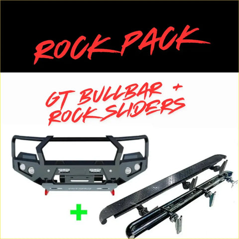 Black gt hoop bullbar with integrated rock sliders in rugged metal finish for offroad 4wd ute Isuzu MUX 2020-2024