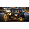Black rugged rockarmor rock pack front bumper with smiling circular headlights and nissan emblem for patrol gu4+
