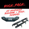 Black gt hoopless bullbar with integrated lights and rock sliders for offroad 4wd ute ranger raptor 2023+