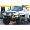 Black rockarmor steel front bumper with circular led lights and rugged offroad design for 4wd ute Isuzu dmax