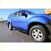 Vibrant blue metallic isuzu d-max ute with black steel rockarmor rockslider side steps and alloy wheels for offroad 4wd