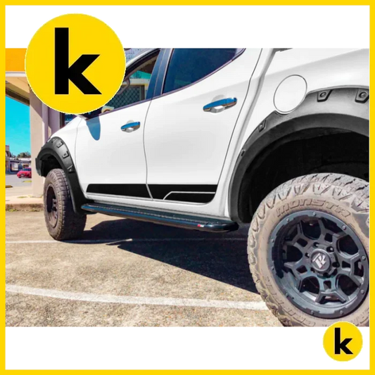 Rockarmor Steel Rockslider Side Steps To Suit Mitsubishi Triton Ml/Mn 2006 + Dual Cab Side Steps