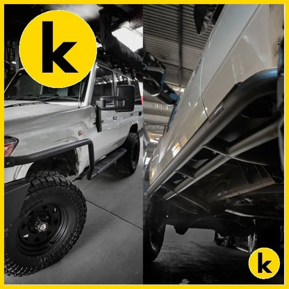 Rockarmor Steel Rockslider Side Steps To Suit Toyota Landcruiser 76 Series / 79 Series 2007-2018 4 Door Side Steps