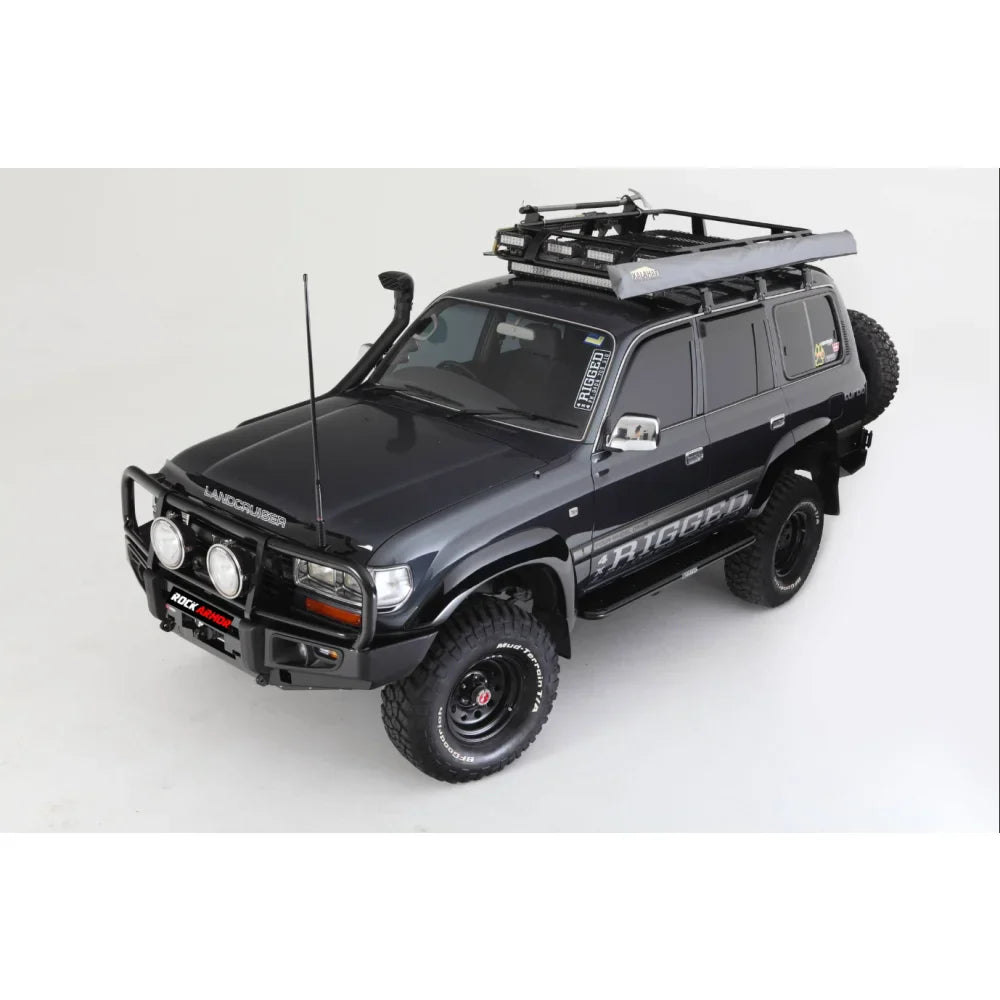 Black off-road vehicle with steel bull bar and fog lights for Toyota Landcruiser Fj80