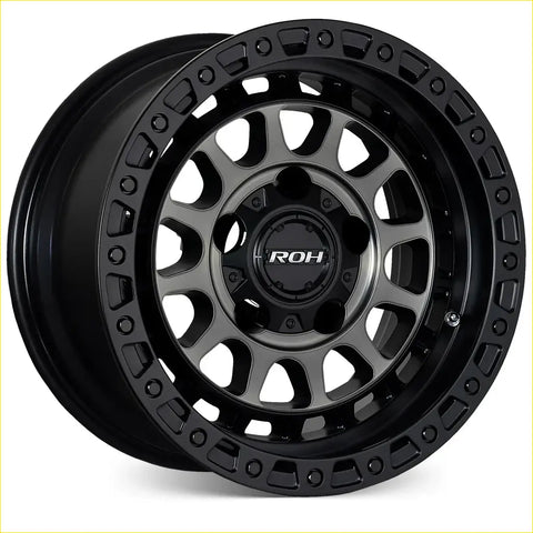 Black roh alloy assault off-road wheel with matte black finish machine face dark tint aggressive spokes