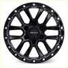 Black roh alloy wheel with matt black rugged multi-spoke design and silver lug nuts from roh alloy havoc series