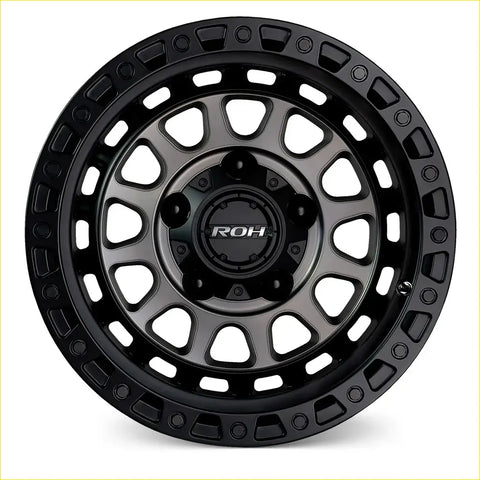 Black roh assault 17x9 alloy wheel with intricate matte black machine face dark tint spoke design and 6x139 bolt pattern