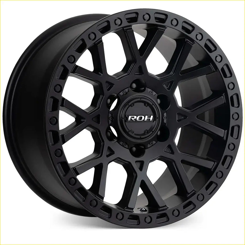 Black roh crawler alloy wheel with rugged multi-spoke design matte finish 17x9 6x139.7 12 offset