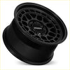 Black matte-finished roh lotus 17x9 alloy wheel with multi-spoke design and 6x139.7 bolt pattern and 40 offset