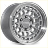 Silver rch alloy wheel roh lotus 17x9 with multi-spoke design black center cap bolts and machined face